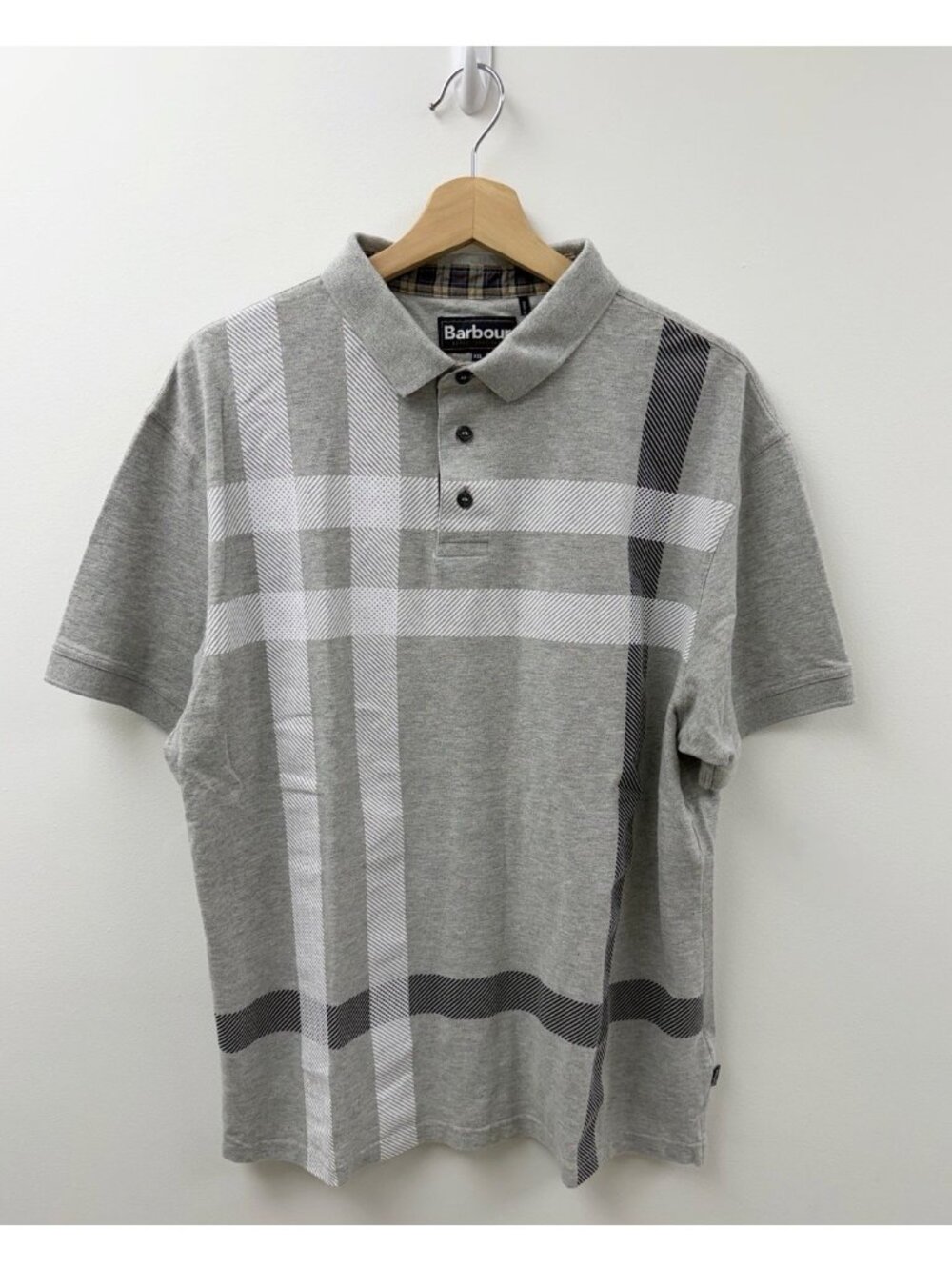 Barbour Blaine Tartan Short Sleeved Polo Shirt Classic Casual Preppy Sz XXL Grey - Picture 2 of 10